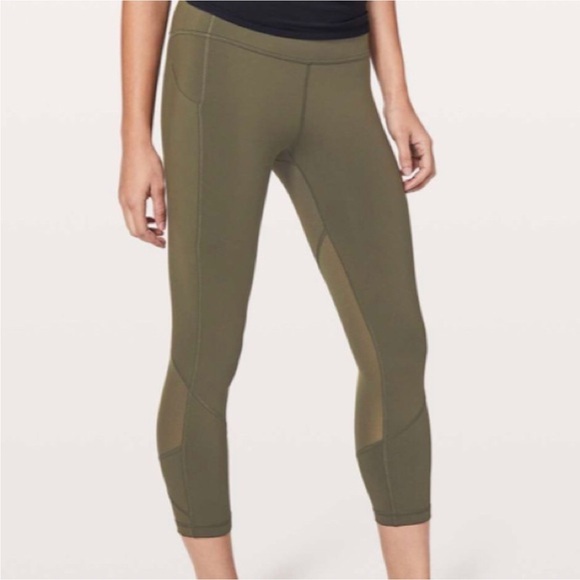 Lululemon Pace Rival Crop Leggings Luxtreme 22" Dark Olive Size 6 - Picture 1 of 13